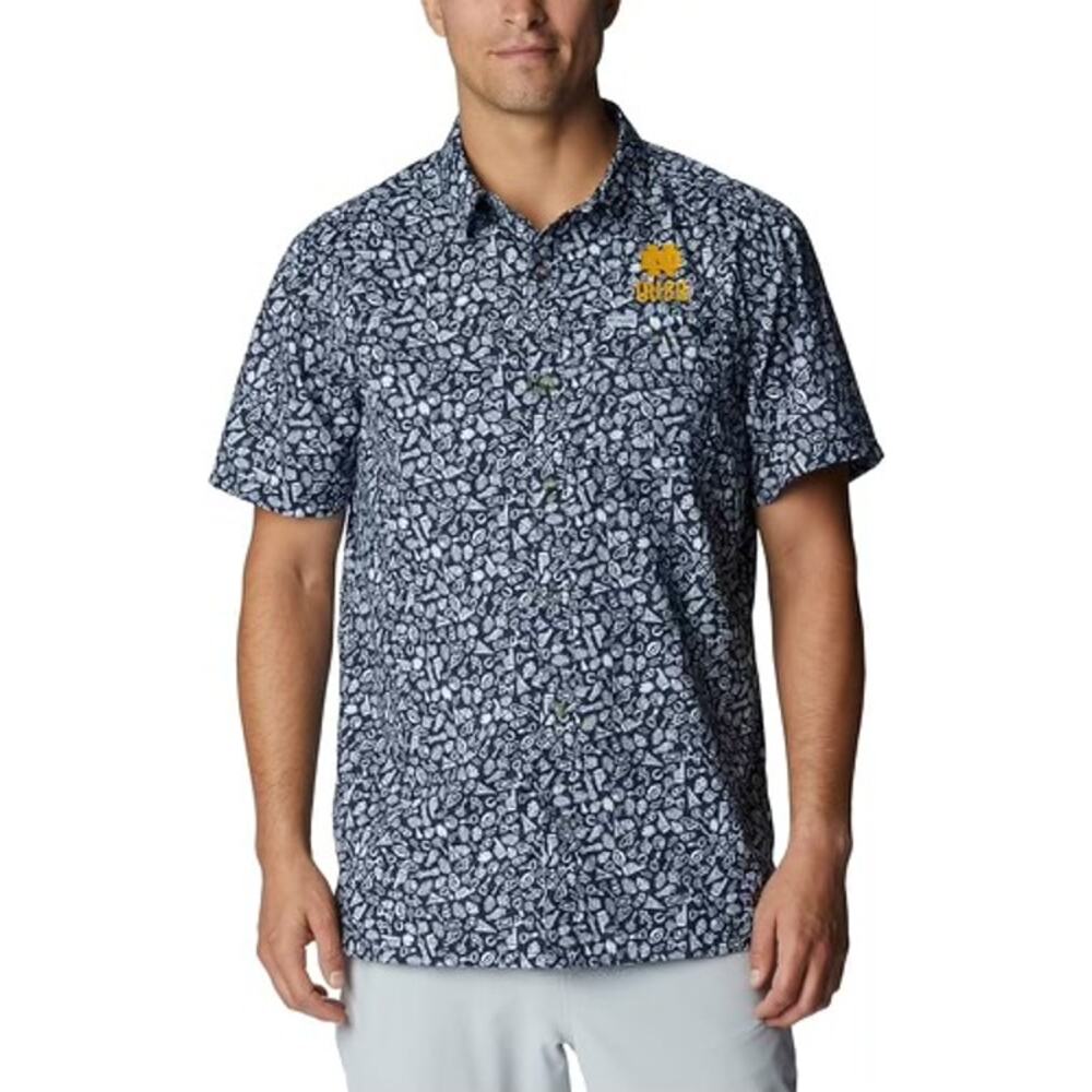 Men's Navy Floral Short-Sleeve Button-Up Shirt